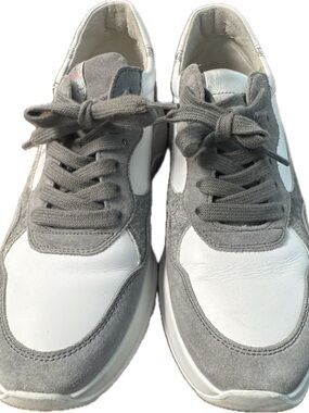 Gabor White and Light Gray Leather Sneakers
